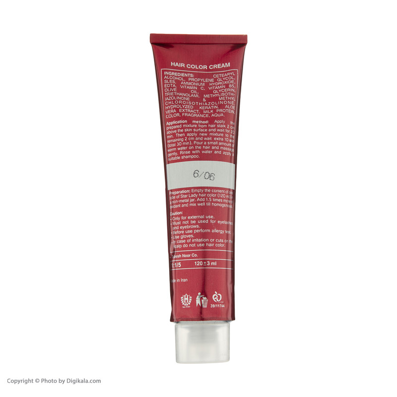 رنگ مو استارلیدی شماره 6.06 حجم 120 میلی لیتر رنگ بلوند فندقی