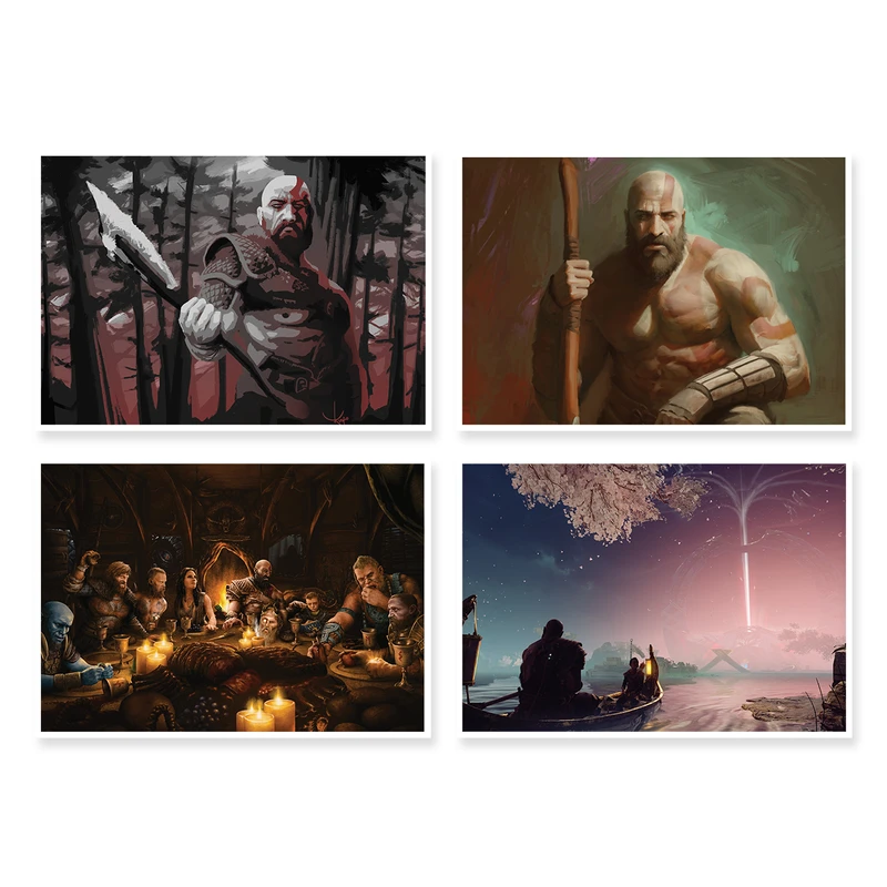 پوستر طرح God Of War 4 کد A-1453 مجموعه 4 عددی
