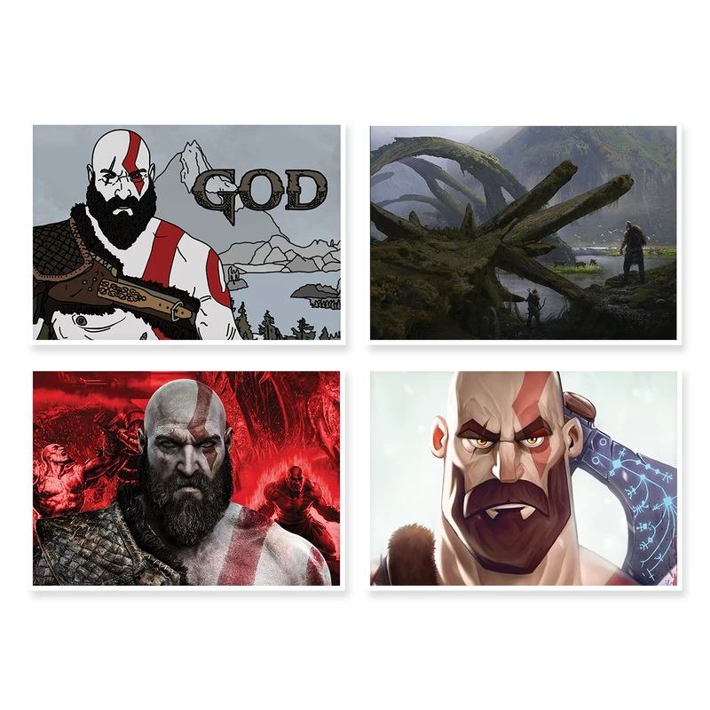 پوستر طرح God Of War 4 کد A-1463 مجموعه 4 عددی