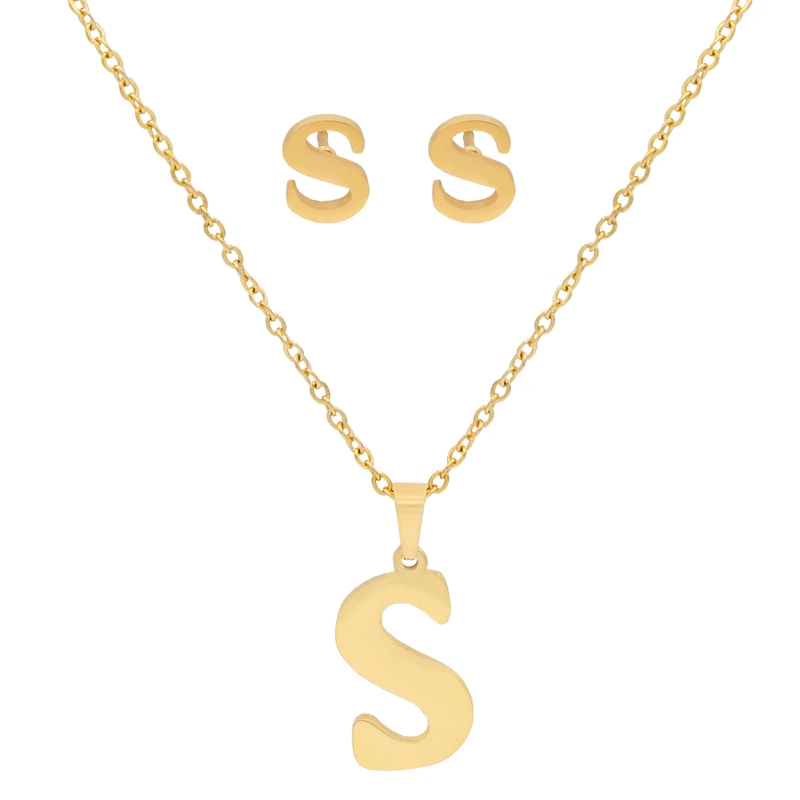 نیم ست زنانه بهارگالری طرح حرف S کد 209056SB