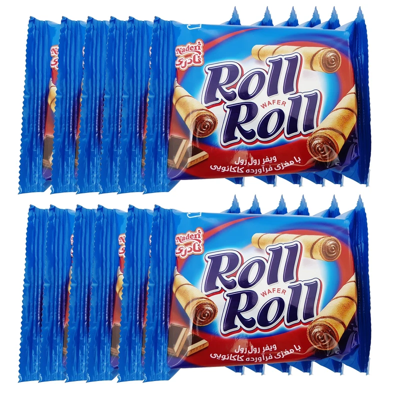 ویفر رول با مغزی شکلات نادری - 45 گرم بسته 12 عددی