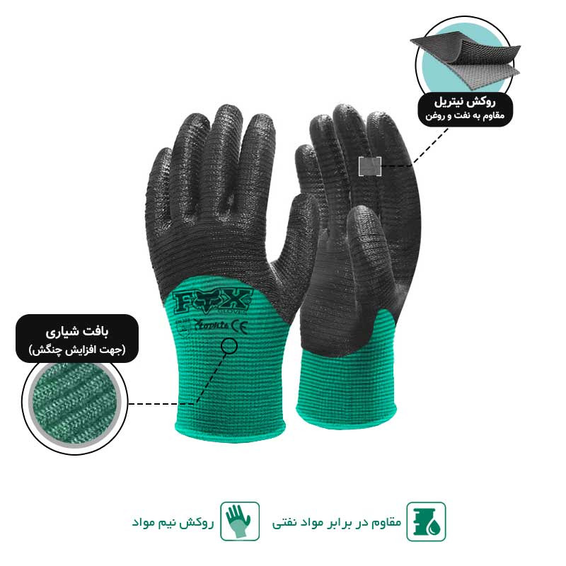 دستکش ایمنی فوکس کد 1257 دستکش ایمنی فوکس کد 1257