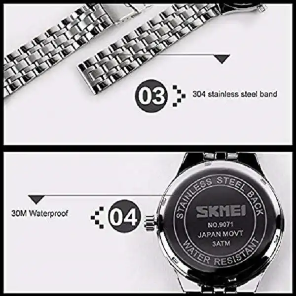 ست ساعت مچی عقربه ای زنانه و مردانه اسکمی مدل 9071 کد 02