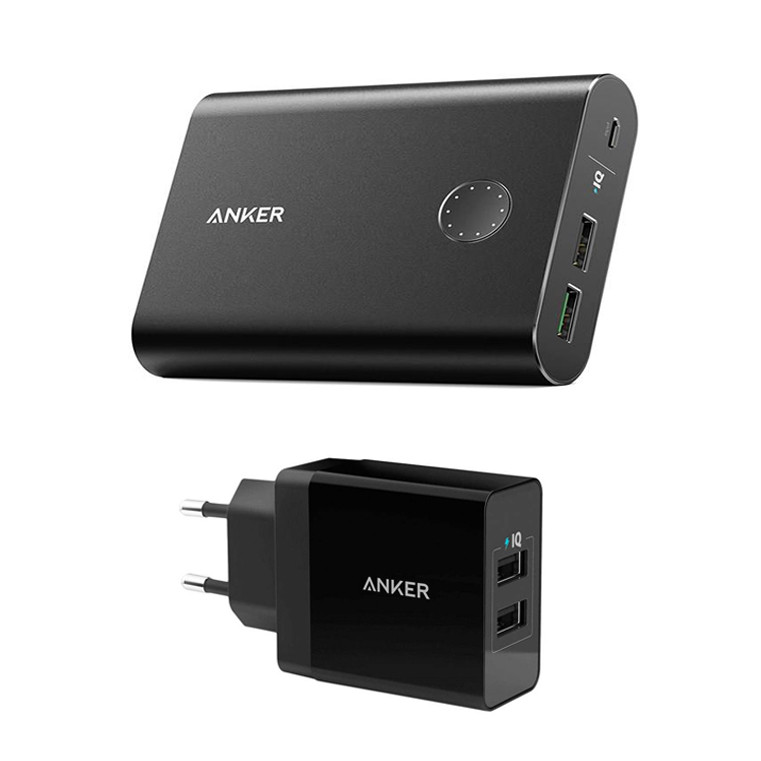 شارژر همراه انکر مدل A1316 PowerCore Plus ظرفیت 13400 میلی آمپر ساعت به همراه شارژر دیواری