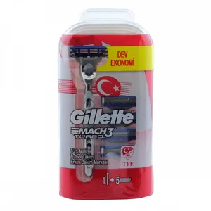 خود تراش ژیلت مدل Mach3 Turbo به همراه تیغ یدک بسته 4 عددی