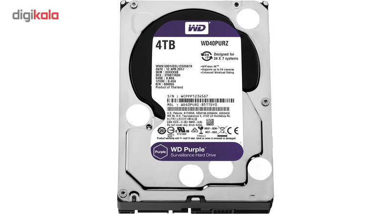 هارددیسک اینترنال وسترن دیجیتال مدل Purple WD40PURZ ظرفیت 4 ترابایت 2