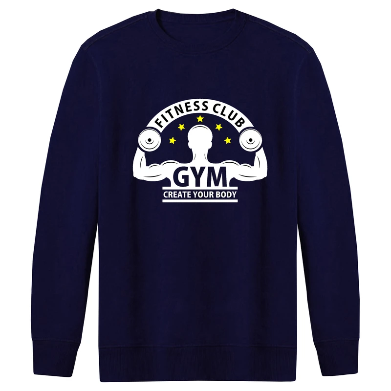 سویشرت مردانه طرح fitness club کد F200 رنگ سرمه ای