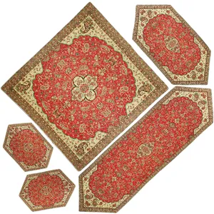 ست 5 تکه رومیزی ترمه مدل شاه عباسی کد RDCV5-5