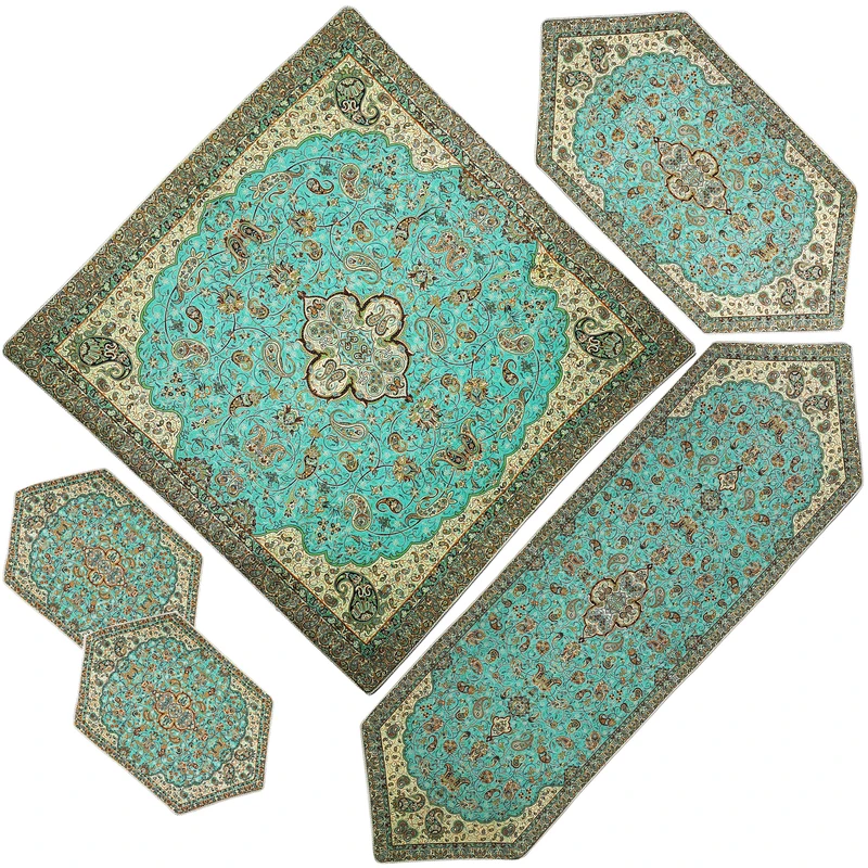 ست 5 تکه رومیزی ترمه مدل شاه عباسی کد SBZBCV5-5
