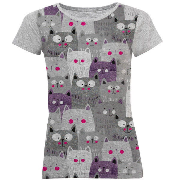 تی شرت آستین کوتاه زنانه طرح cat1 کد M01 