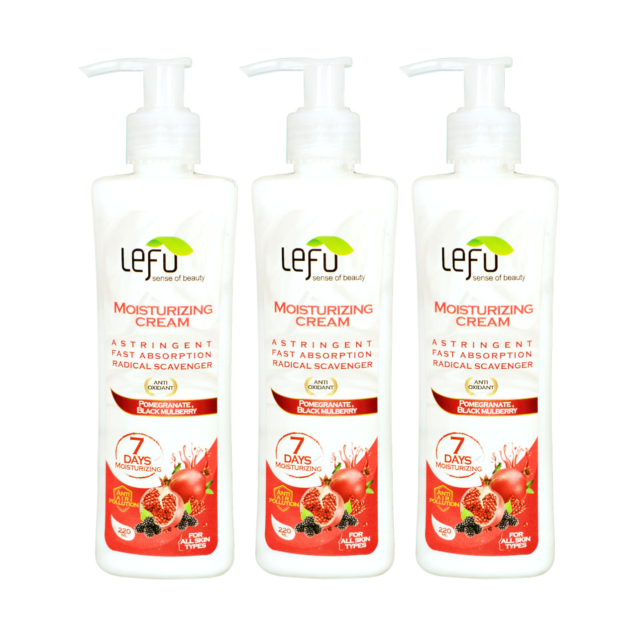 کرم مرطوب کننده لفو مدل pomegranate & black mulberry حجم 220 میلی لیتر مجموعه 3 عددی