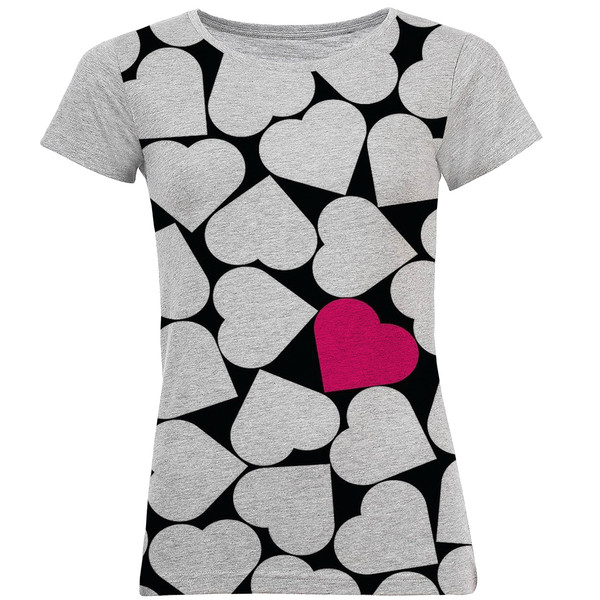 تی شرت آستین کوتاه زنانه طرح heart کد M06