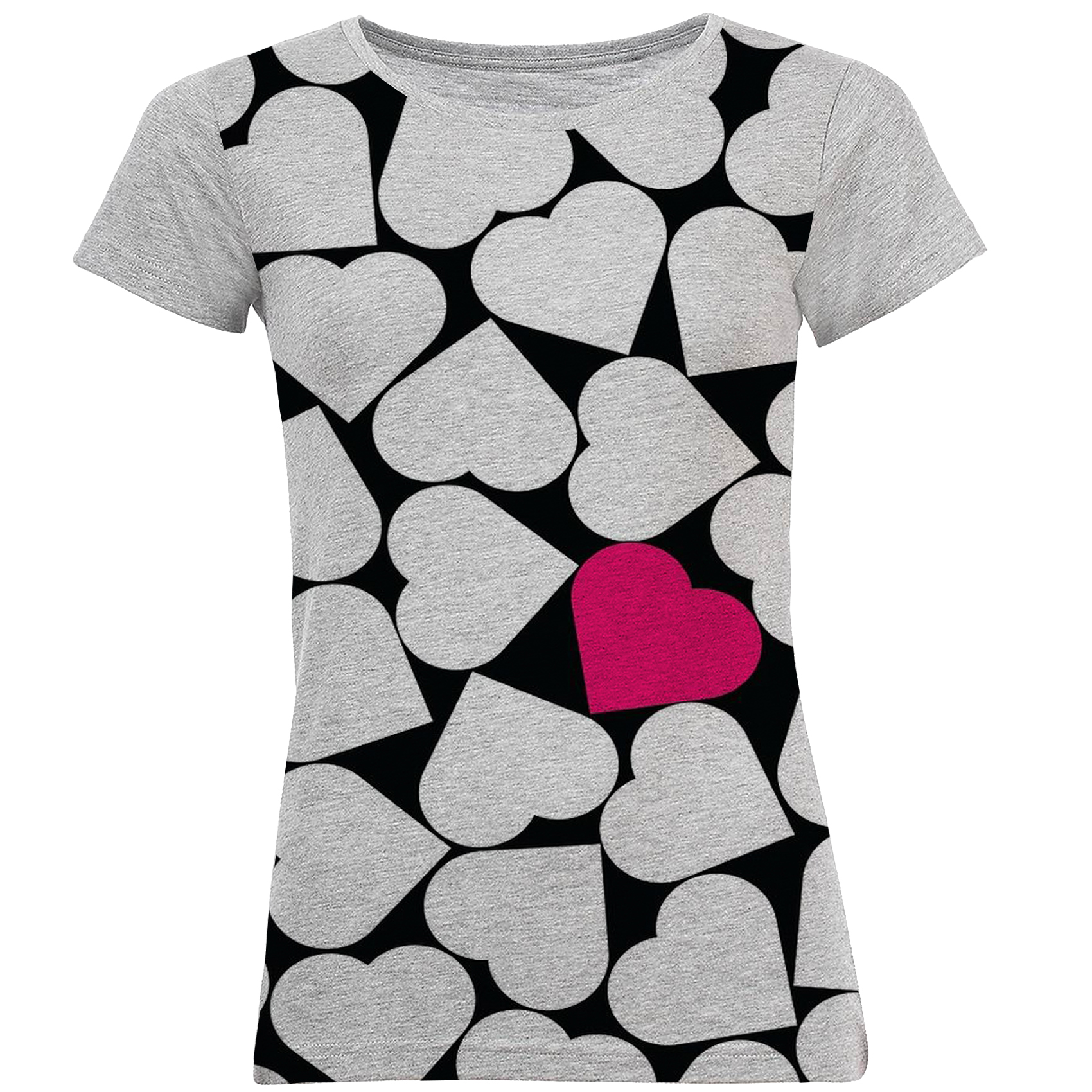 تی شرت آستین کوتاه زنانه طرح heart کد M06 -  - 1