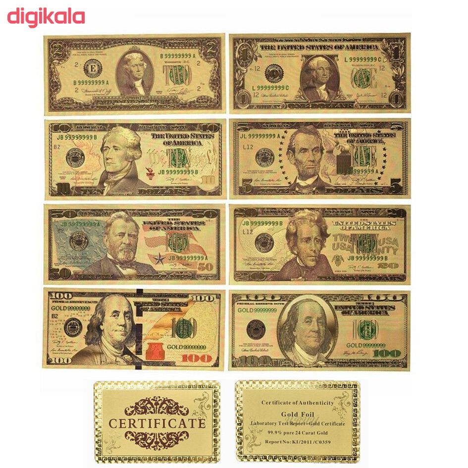 اسکناس تزئینی طرح دلار مجموعه 8 عددی