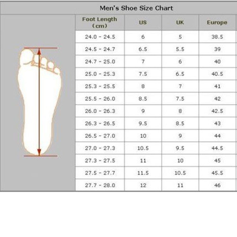 Таблица размеров обуви us eu