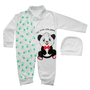 ست سرهمی و کلاه نوزاد طرح پاندا کد GR03