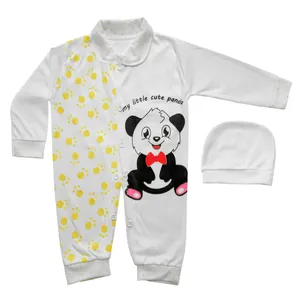 ست سرهمی و کلاه نوزاد طرح پاندا کد YL03