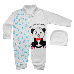 ست سرهمی و کلاه نوزاد طرح پاندا کد BL03