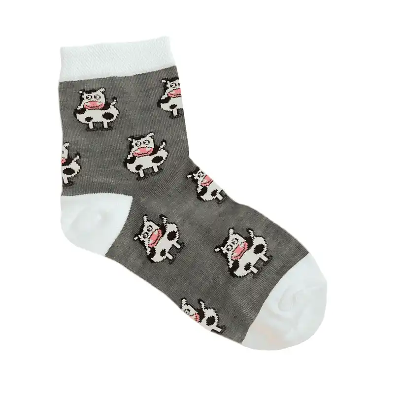 جوراب زنانه طرح گاو کد AR رنگ طوسی