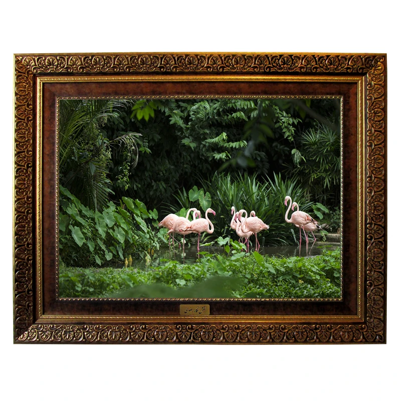 تابلو فرش ماشینی نقش نگار رضوی طرح پرندگان کد 6212C