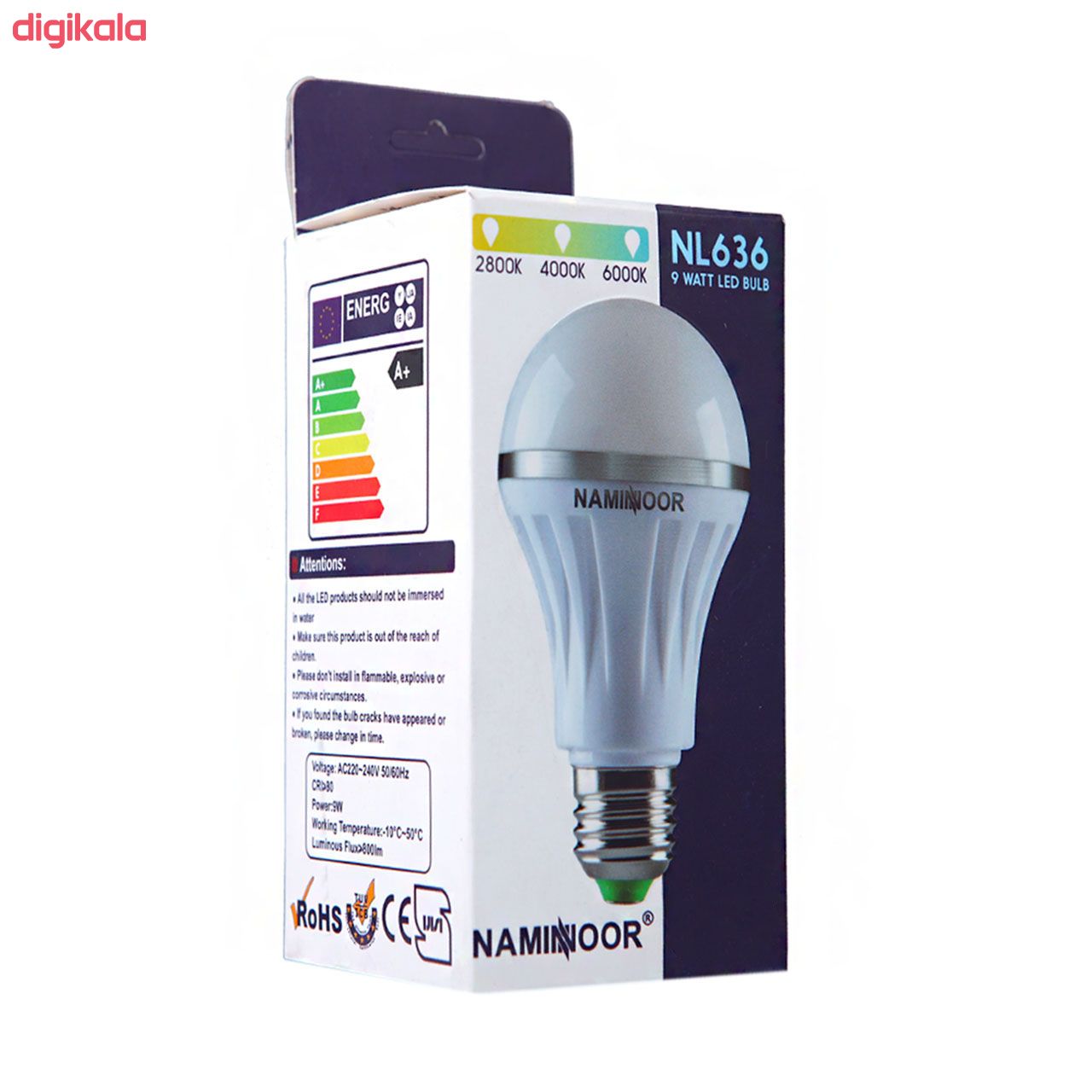 لامپ ال ای دی 9.5 وات نامین نور مدل NL636 پایه E27