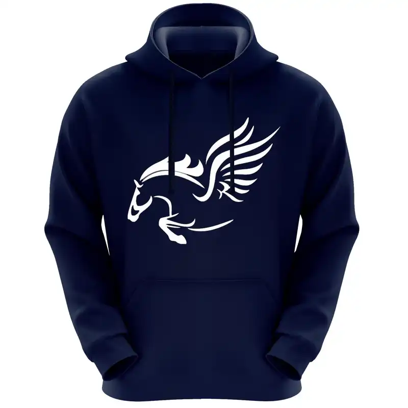 هودی زنانه طرح اسب بالدار کد F179 رنگ سرمه ای