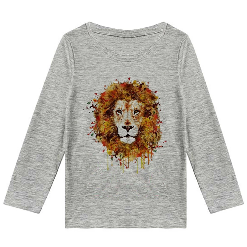 تیشرت آستین بلند پسرانه طرح شیر کد F63
