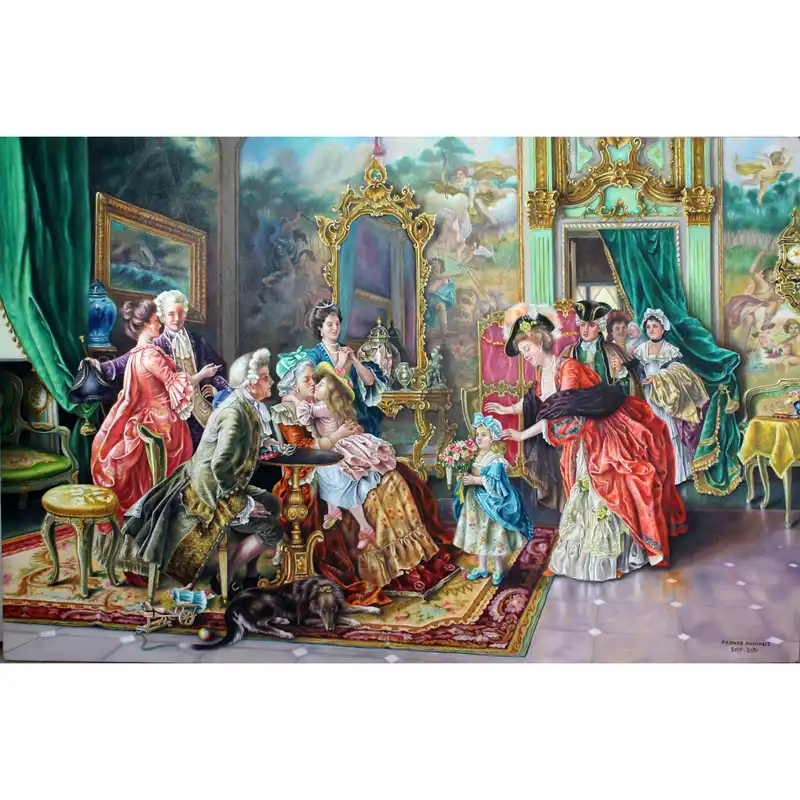 تابلو نقاشی رنگ روغن طرح مهمانی بزرگ