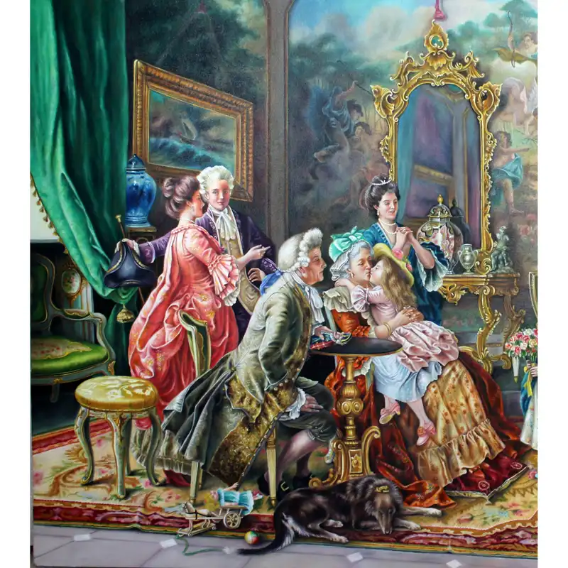 تابلو نقاشی رنگ روغن طرح مهمانی بزرگ