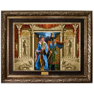 تابلو فرش ماشینی نقش نگار رضوی طرح کوروش و ماندانا کد 1191A