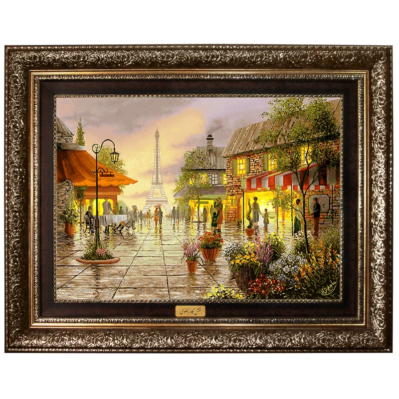 تابلو فرش ماشینی نقش نگار رضوی طرح منظره کد 1625A