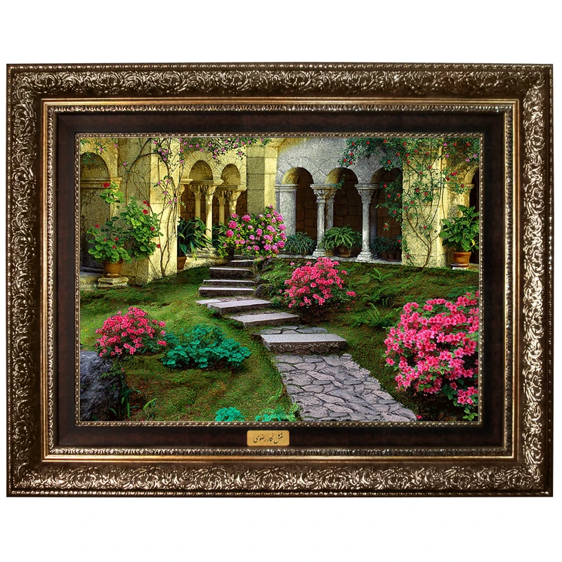 تابلو فرش ماشینی نقش نگار رضوی طرح منظره کد 1789A