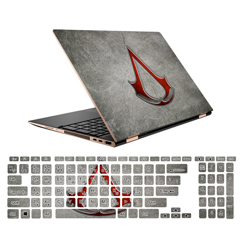 استیکر لپ تاپ طرح Assassin کد 13 مناسب برای لپ تاپ 15.6 اینچ به همراه بر چسب حروف فارسی کیبورد