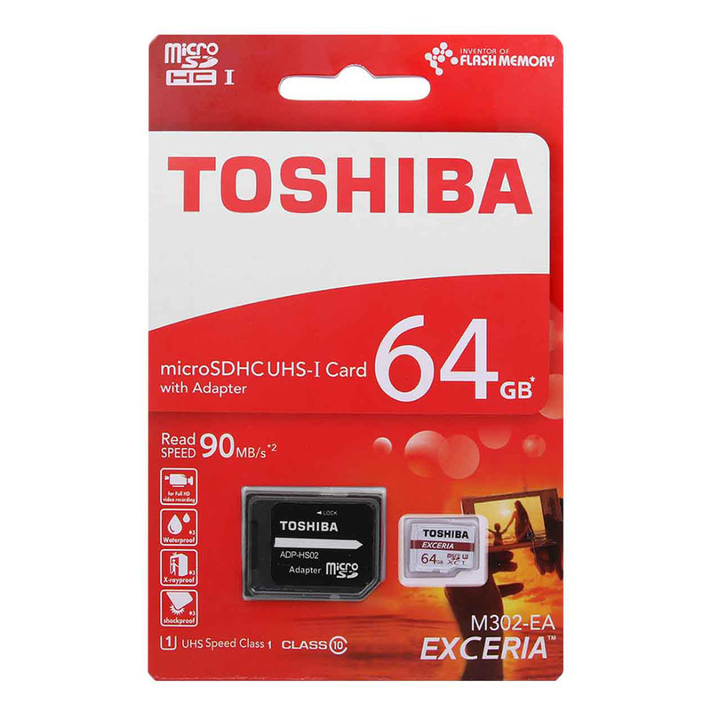 کارت حافظه microSDXC توشیبا مدل EXCERIA M302-EA کلاس 10 استاندارد UHS-I U1 سرعت 90MBps ظرفیت 64 گیگابایت به همراه آداپتور SD