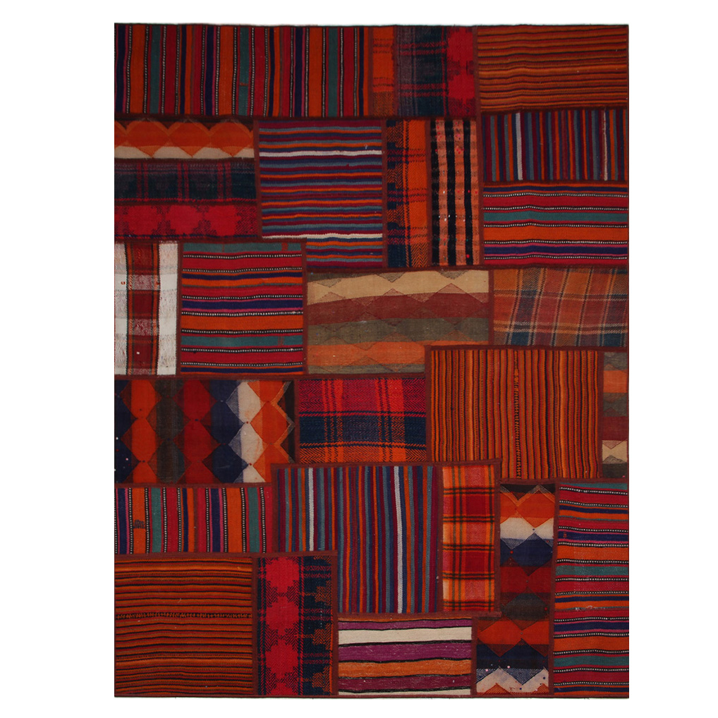 کلاژ گلیم دستبافت سه و نیم متری مدل چهل تکه کد 172