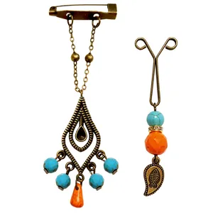 ست گل سینه و گیره روسری کد PM418