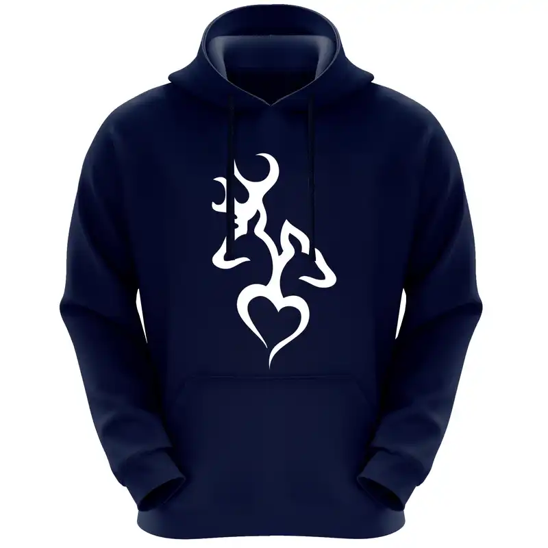 هودی زنانه طرح گوزن و قلب کد F187 رنگ سرمه ای