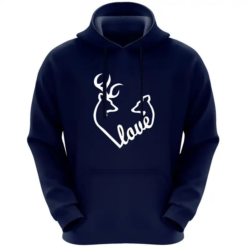 هودی زنانه طرح گوزن love کد F201 رنگ سرمه ای