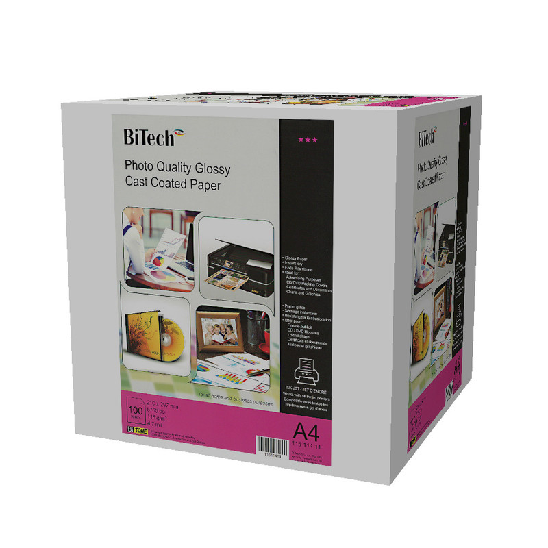 کاغذ چاپ عکس گلاسه بای تک مدل 1151111 سایز A4 بسته 100 عددی