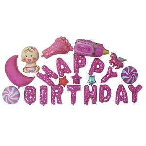 بادکنک مدل Happy Birthday - Girl مجموعه 23عددی