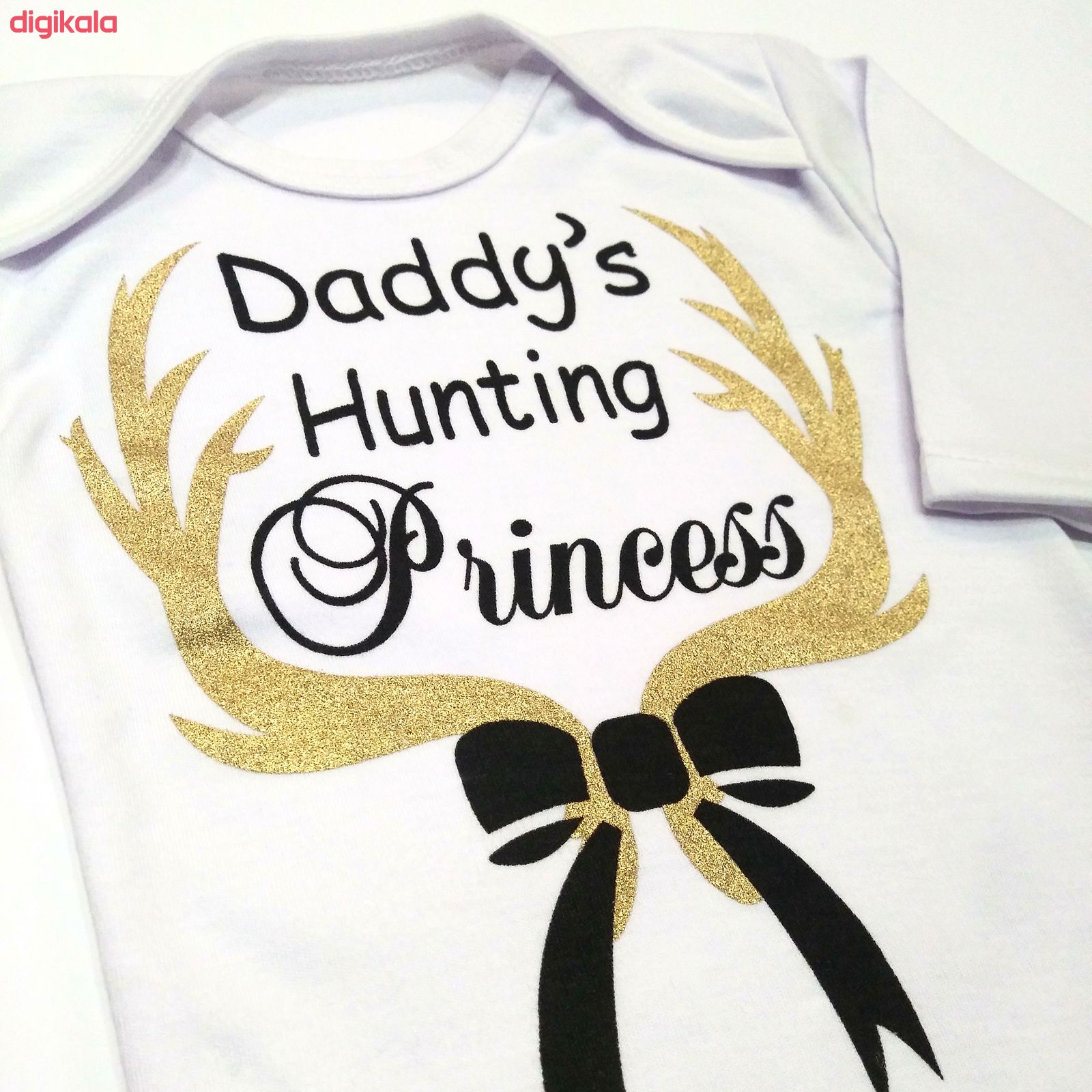 ست 3 تکه لباس نوزاد طرح Daddy's Hunting Princess کد M182