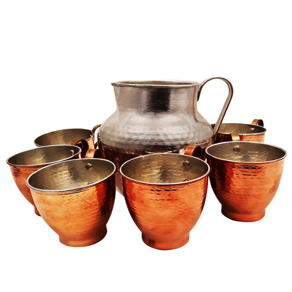 ست پارچ و لیوان مسی کد 2128 مجموعه 7 عددی ست پارچ و لیوان مسی کد 2128 مجموعه 7 عددی
