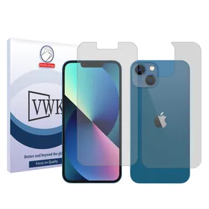 VWK Tough model transparent screen protector suitable for Apple iPhone 13 mobile phone along with the back protector
