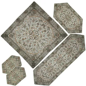 ست 5 تکه رومیزی ترمه شوکران یزد مدل شاه عباسی کد KRM5-5