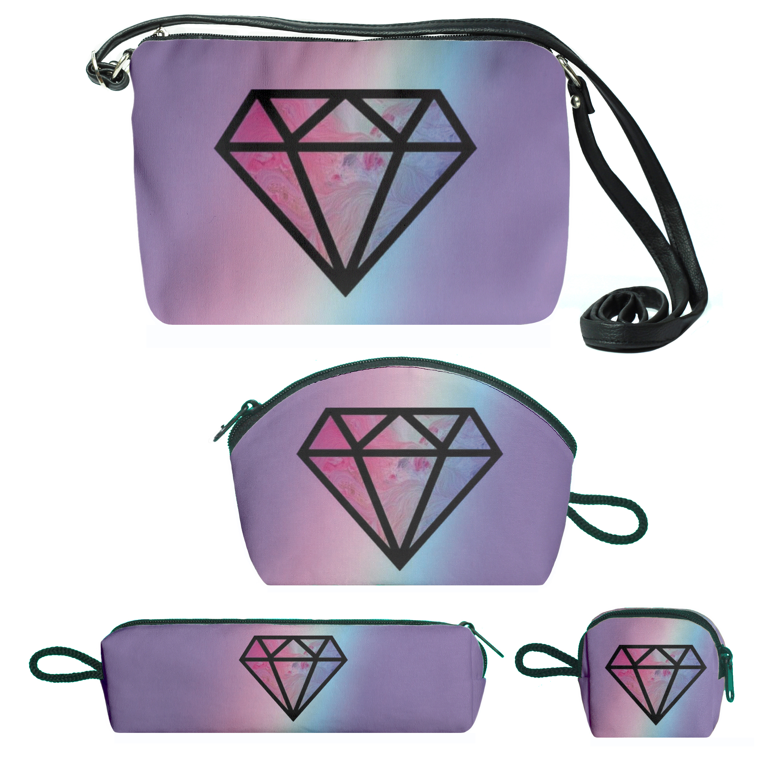 کیف دخترانه طرح الماس مجموعه 4 عددی