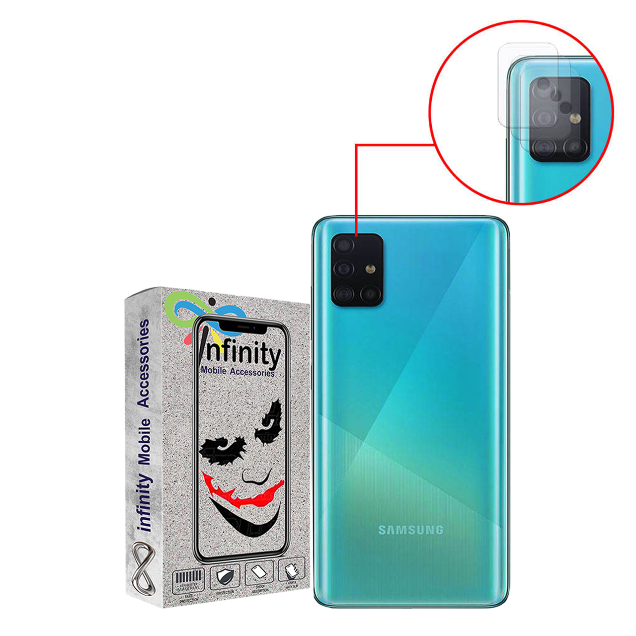 محافظ لنز دوربین اینفینیتی مدل INFLNZ مناسب برای گوشی موبایل سامسونگ Galaxy A51  بسته دو عددی