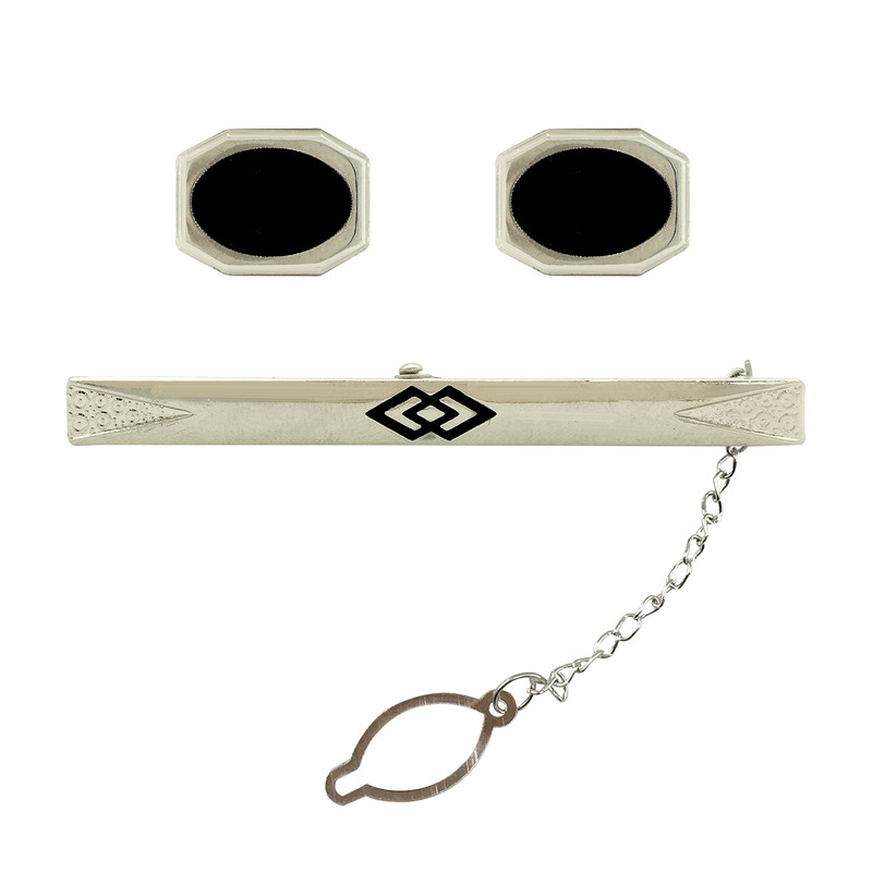 ست دکمه سردست و گیره کراوات مردانه کد 1010.2