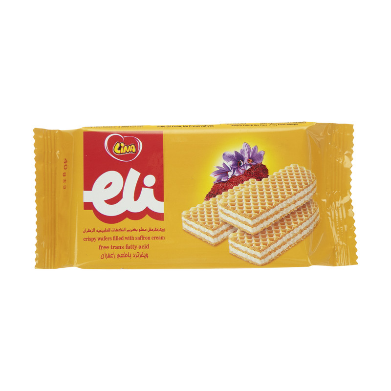 ویفر لینا با طعم زعفران - 40 گرم	