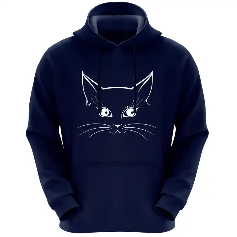 هودی زنانه طرح گربه کد F203 رنگ سرمه ای