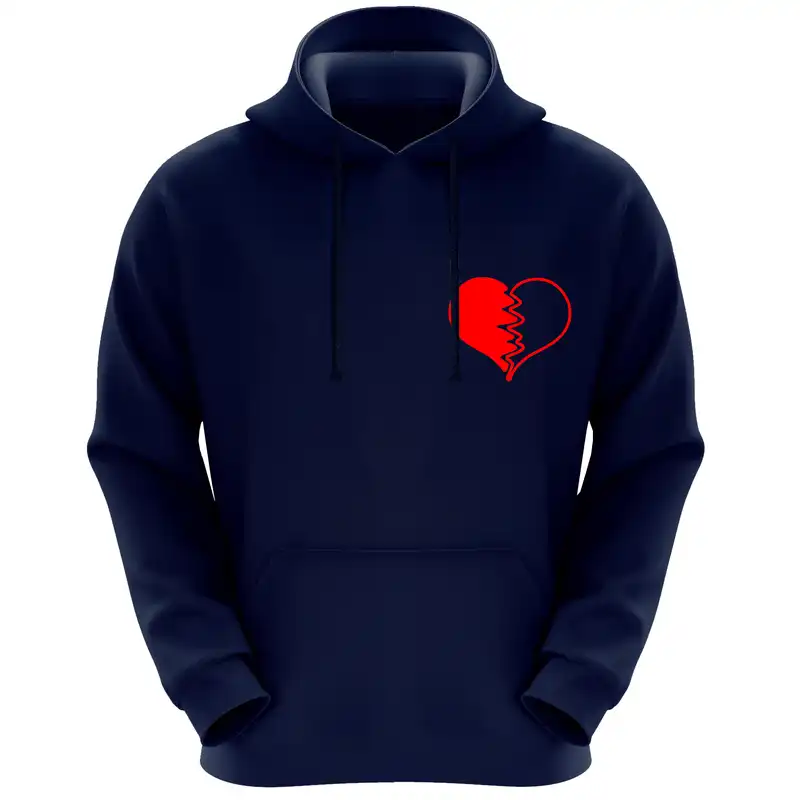 هودی زنانه طرح قلب شکسته کد F211 رنگ سرمه ای